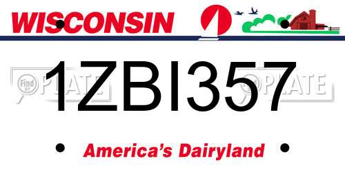 1ZBI357 Wisconsin License Plate