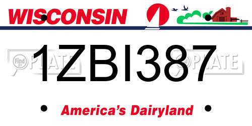 1ZBI387 Wisconsin License Plate