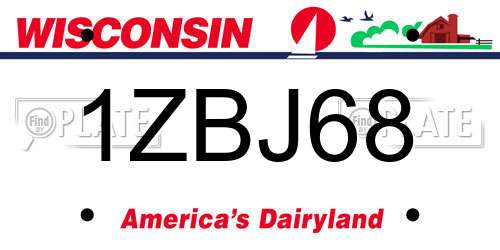 1ZBJ68 Wisconsin License Plate