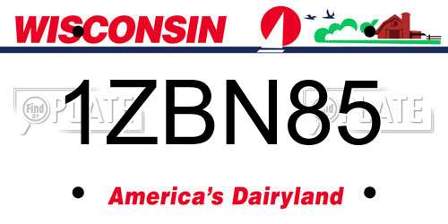 1ZBN85 Wisconsin License Plate