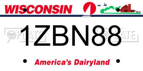 1ZBN88 Wisconsin License Plate