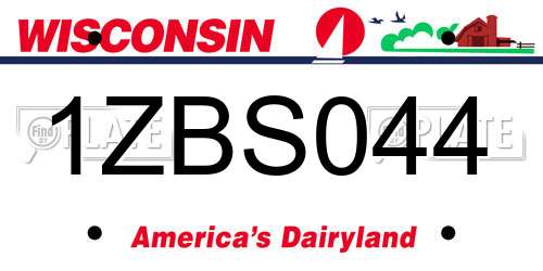 1ZBS044 Wisconsin License Plate