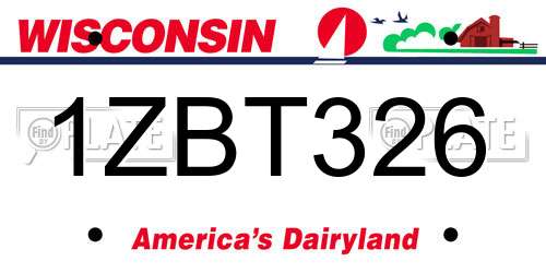 1ZBT326 Wisconsin License Plate