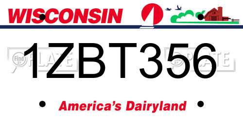 1ZBT356 Wisconsin License Plate