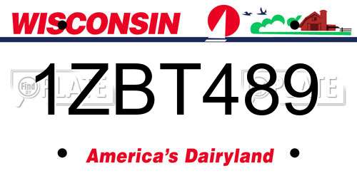 1ZBT489 Wisconsin License Plate