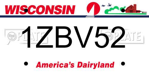 1ZBV52 Wisconsin License Plate