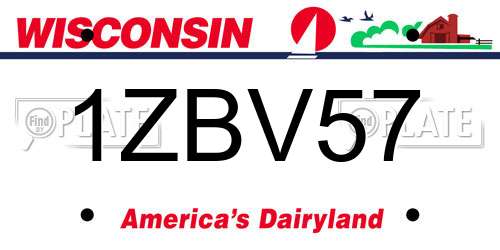 1ZBV57 Wisconsin License Plate