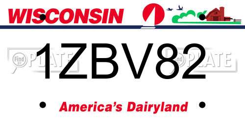 1ZBV82 Wisconsin License Plate