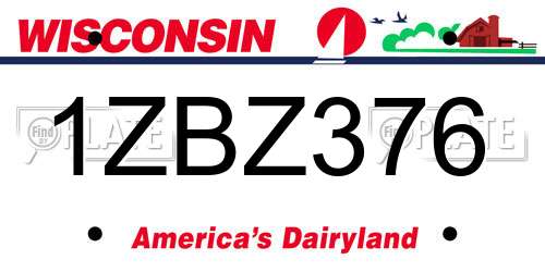 1ZBZ376 Wisconsin License Plate