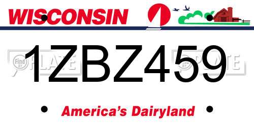 1ZBZ459 Wisconsin License Plate