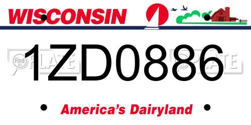 1ZD0886 Wisconsin License Plate