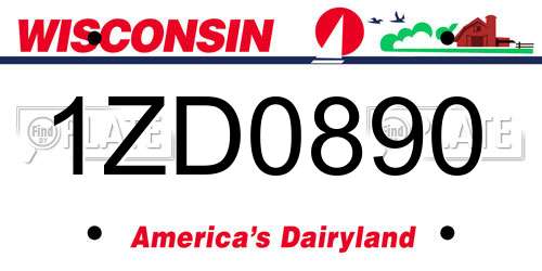1ZD0890 Wisconsin License Plate