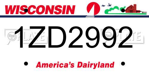 1ZD2992 Wisconsin License Plate
