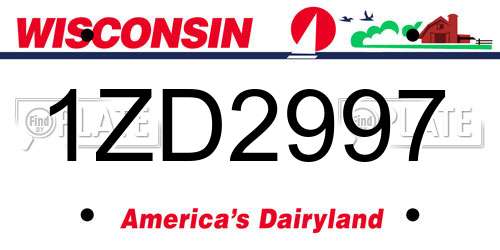 1ZD2997 Wisconsin License Plate