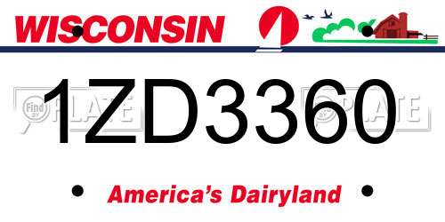 1ZD3360 Wisconsin License Plate