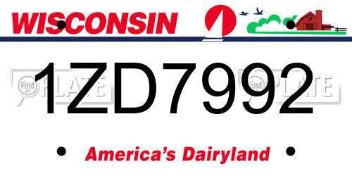 1ZD7992 Wisconsin License Plate