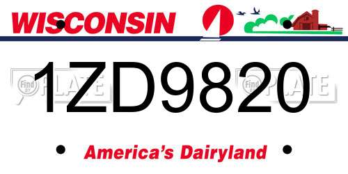 1ZD9820 Wisconsin License Plate