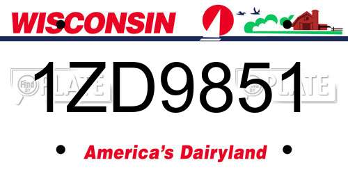 1ZD9851 Wisconsin License Plate