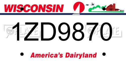 1ZD9870 Wisconsin License Plate