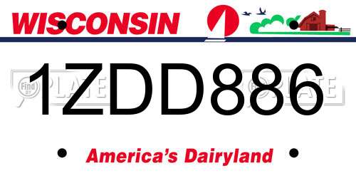 1ZDD886 Wisconsin License Plate