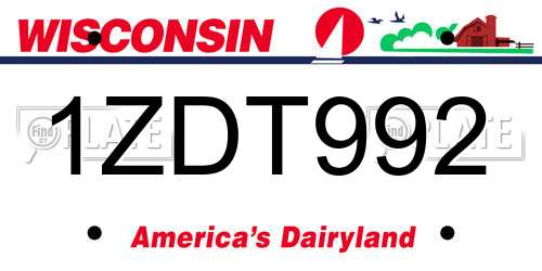 1ZDT992 Wisconsin License Plate