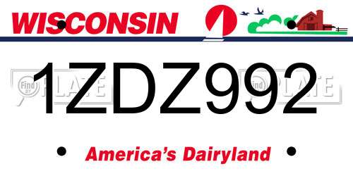 1ZDZ992 Wisconsin License Plate