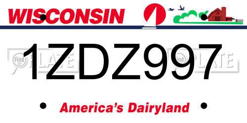 1ZDZ997 Wisconsin License Plate