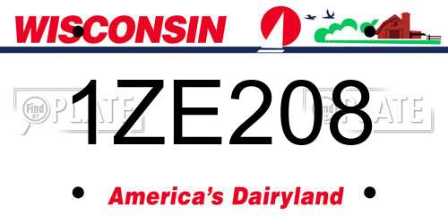 1ZE208 Wisconsin License Plate
