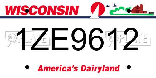 1ZE9612 Wisconsin License Plate