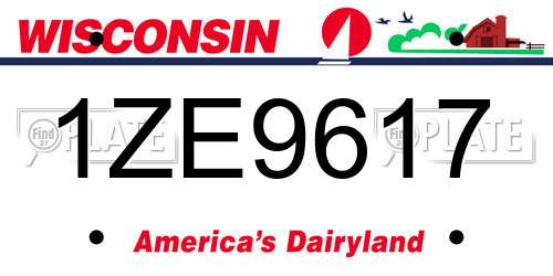 1ZE9617 Wisconsin License Plate