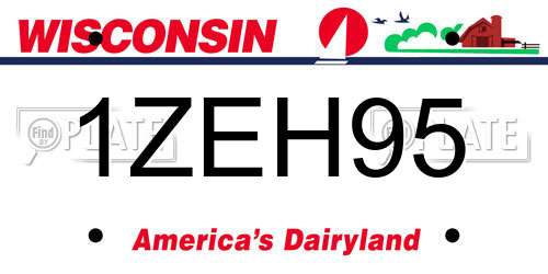 1ZEH95 Wisconsin License Plate