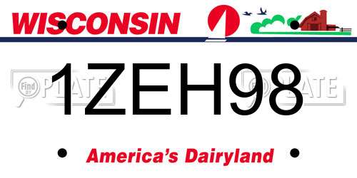 1ZEH98 Wisconsin License Plate