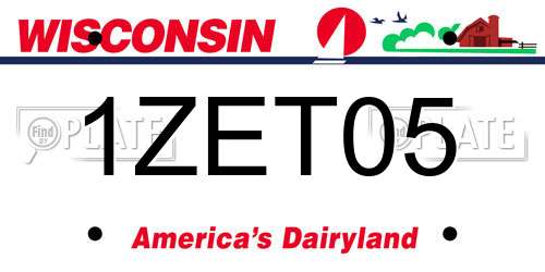 1ZET05 Wisconsin License Plate