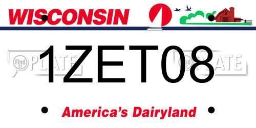 1ZET08 Wisconsin License Plate