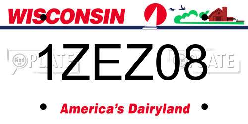 1ZEZ08 Wisconsin License Plate