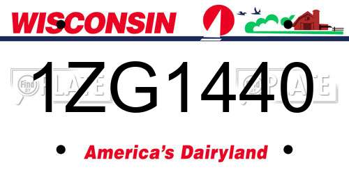 1ZG1440 Wisconsin License Plate