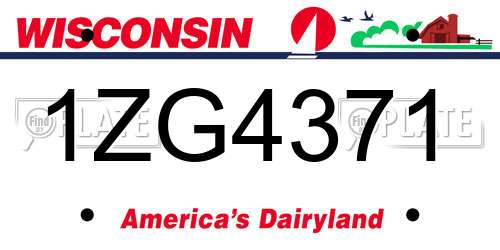 1ZG4371 Wisconsin License Plate