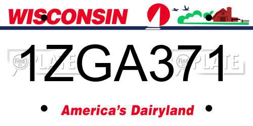 1ZGA371 Wisconsin License Plate