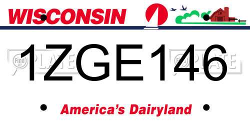1ZGE146 Wisconsin License Plate
