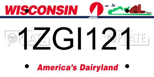 1ZGI121 Wisconsin License Plate