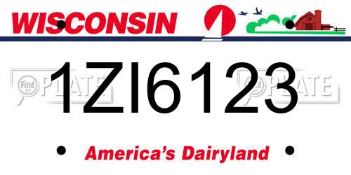 1ZI6123 Wisconsin License Plate