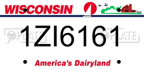 1ZI6161 Wisconsin License Plate