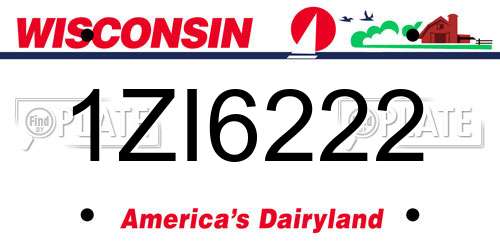 1ZI6222 Wisconsin License Plate