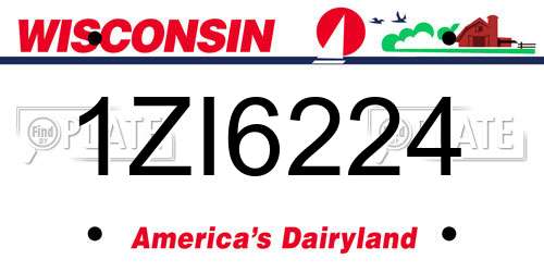 1ZI6224 Wisconsin License Plate