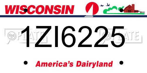 1ZI6225 Wisconsin License Plate