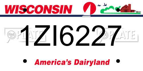1ZI6227 Wisconsin License Plate
