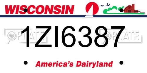 1ZI6387 Wisconsin License Plate