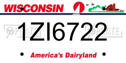 1ZI6722 Wisconsin License Plate