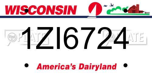 1ZI6724 Wisconsin License Plate