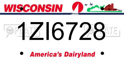 1ZI6728 Wisconsin License Plate